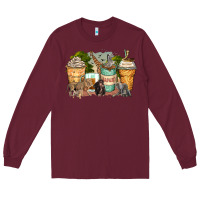 Burgundy safari animals coffee cups Long Sleeve Tee - Zillion Design Studio