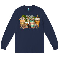 Navy safari animals coffee cups Long Sleeve Tee - Zillion Design Studio