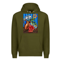 Army Green hanukkah table with oil pitcher Premium Hoodie - AdoDesignShop