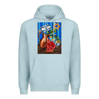 Blue Mist hanukkah table with oil pitcher Premium Hoodie - AdoDesignShop