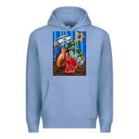 Colony Blue hanukkah table with oil pitcher Premium Hoodie - AdoDesignShop