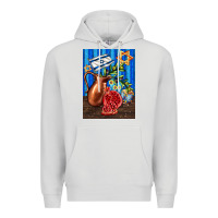 Dove Grey hanukkah table with oil pitcher Premium Hoodie - AdoDesignShop