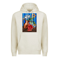Oatmeal Heather hanukkah table with oil pitcher Premium Hoodie - AdoDesignShop