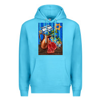 Ocean Blue hanukkah table with oil pitcher Premium Hoodie - AdoDesignShop