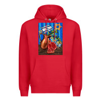 Red hanukkah table with oil pitcher Premium Hoodie - AdoDesignShop