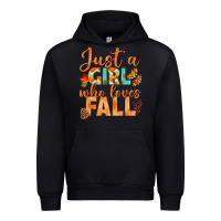 Black just a girl who loves fall Urban Hoodie - BundleAndBundleShop