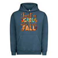 Pigment Midnight Navy just a girl who loves fall Urban Hoodie - BundleAndBundleShop