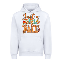 White just a girl who loves fall Urban Hoodie - BundleAndBundleShop