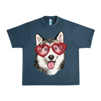 Midnight Navy husky with love glasses Urban Heavy Tee - RanaPortraitStore