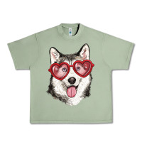 Oil Green husky with love glasses Urban Heavy Tee - RanaPortraitStore