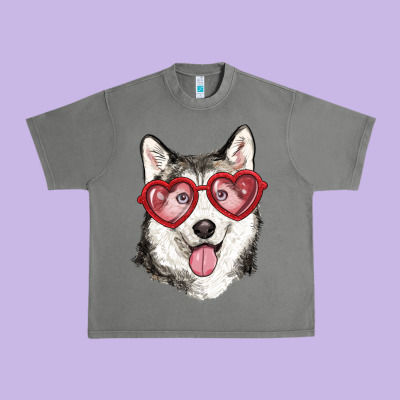 Urban Heavy Tee husky with love glasses