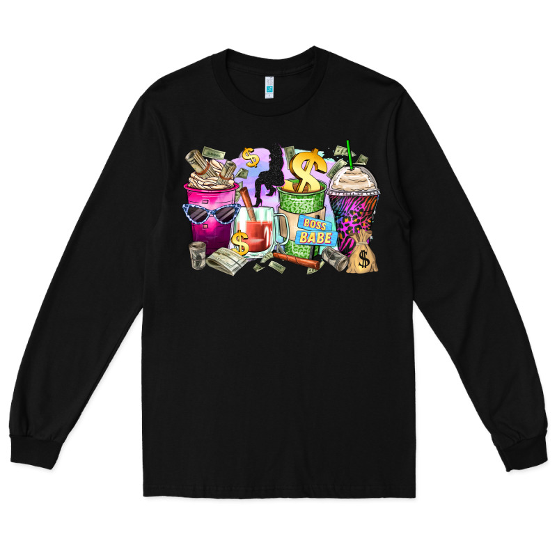 Boss Babe Coffee Cups Long Sleeve Tee by Zillion Design Studio | Teevron
