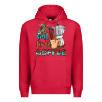 Cardinal coffee cups but first coffee Premium Hoodie - NancyCooperArtShop