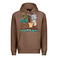 Chestnut coffee cups but first coffee Premium Hoodie - NancyCooperArtShop
