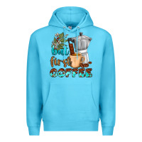 Ocean Blue coffee cups but first coffee Premium Hoodie - NancyCooperArtShop