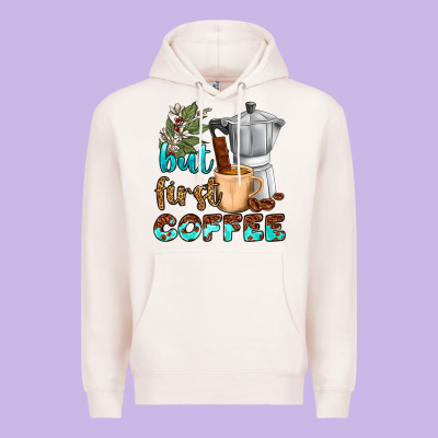 Coffee Cups But First Coffee Premium Hoodie Designed By Nancycooperartshop