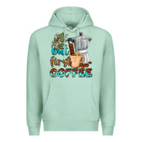 Seafoam coffee cups but first coffee Premium Hoodie - NancyCooperArtShop