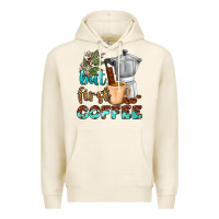 Tofu coffee cups but first coffee Premium Hoodie - NancyCooperArtShop
