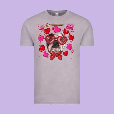 Vintage Tee Valentine's day  english bulldog