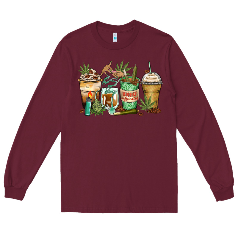 Highly Caffeinated Coffee Cups Long Sleeve Tee by Zillion Design Studio | Teevron