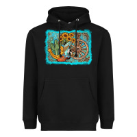 Black western wooden wheel cowboy boots Heavyweight Hoodie - AdoDesignShop