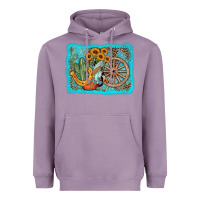 Lavender western wooden wheel cowboy boots Heavyweight Hoodie - AdoDesignShop