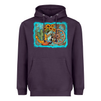 Plum western wooden wheel cowboy boots Heavyweight Hoodie - AdoDesignShop