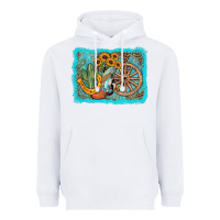 White western wooden wheel cowboy boots Heavyweight Hoodie - AdoDesignShop