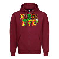 Burgundy juneteenth nurse life Zipper Hoodie - AdoDesignShop