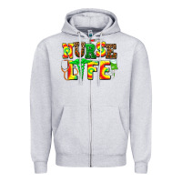 Heather Grey juneteenth nurse life Zipper Hoodie - AdoDesignShop