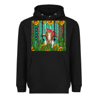 Black goat with sunflower and cactus Heavyweight Hoodie - Artiststas