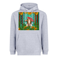 Heather Grey goat with sunflower and cactus Heavyweight Hoodie - Artiststas