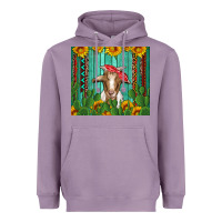 Lavender goat with sunflower and cactus Heavyweight Hoodie - Artiststas