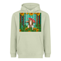 Matcha goat with sunflower and cactus Heavyweight Hoodie - Artiststas