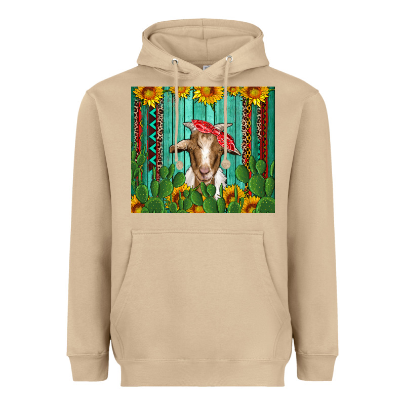 Goat With Sunflower And Cactus Heavyweight Hoodie by Artiststas | Teevron