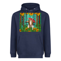 Navy goat with sunflower and cactus Heavyweight Hoodie - Artiststas