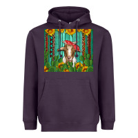Plum goat with sunflower and cactus Heavyweight Hoodie - Artiststas