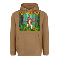 Toasted Coconut goat with sunflower and cactus Heavyweight Hoodie - Artiststas