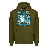 Army Green baby its cold outside Premium Hoodie - NancyCooperArtShop