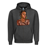Charcoal Heather afro woman Zipper Hoodie - AdoDesignShop