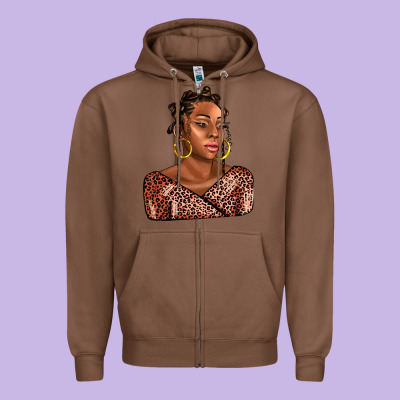 Afro Woman Zipper Hoodie Designed By Adodesignshop