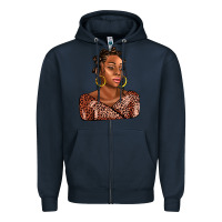 Navy afro woman Zipper Hoodie - AdoDesignShop