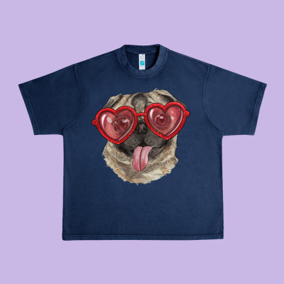 Urban Heavy Tee pug with love glasses