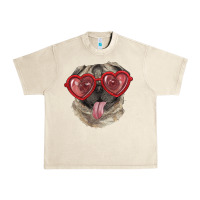 Sandshell pug with love glasses Urban Heavy Tee - RanaPortraitStore