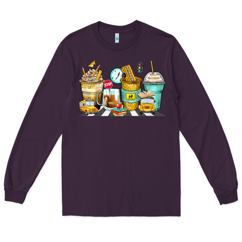School Bus Coffee Cups Long Sleeve Tee by Zillion Design Studio | Teevron