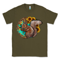 Army Green western squirrel with sunflowers Classic Tee - CowhideDigitalArt