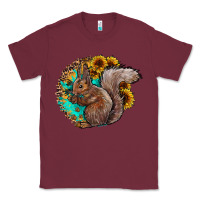 Burgundy western squirrel with sunflowers Classic Tee - CowhideDigitalArt