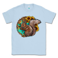 Dusty Blue western squirrel with sunflowers Classic Tee - CowhideDigitalArt