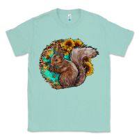 Seafoam western squirrel with sunflowers Classic Tee - CowhideDigitalArt