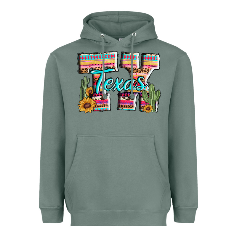 Texas Tx Aztec Cactus Leopard Heavyweight Hoodie by AdoDesignShop | Teevron